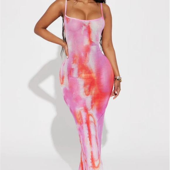 Fashion Nova Pink and Red Maxi Dress - Picture 2 of 4